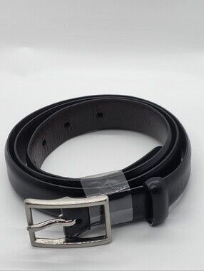 Coach Black  Calf Skin Leather Dress Belt Silver Tone Buckle